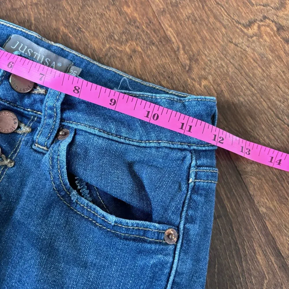 Just USA Women's Size 25 Stretchy Blue Denim Jeans Button Fly Straight Leg‎